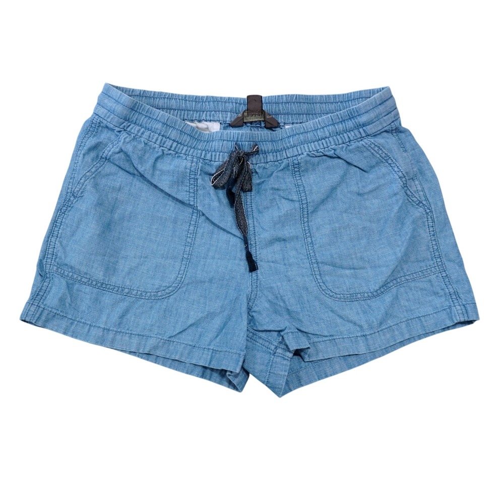 Point Sur Size Small Chambray Cotton Shorts Elastic Waist Drawstring Coastal